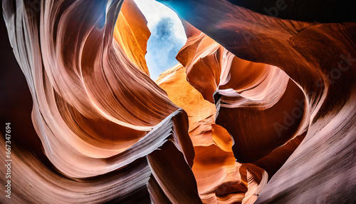 low angle view of sandstone rock formations in antelope canyon arizona