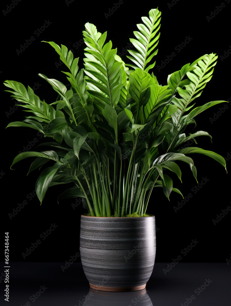 ZZ Plant (Zamioculcas zamiifolia) Studio Shot Isolated on Clear Background, Generative AI