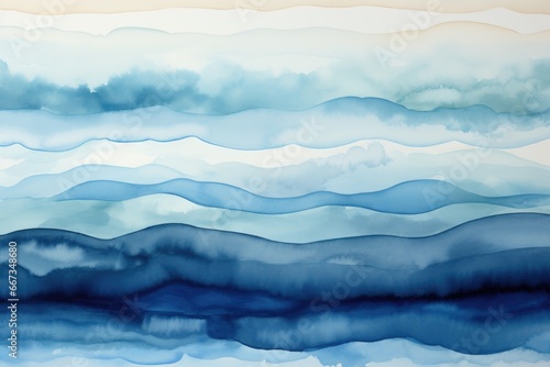 A painting of blue watercolor waves on a white background. © Friedbert