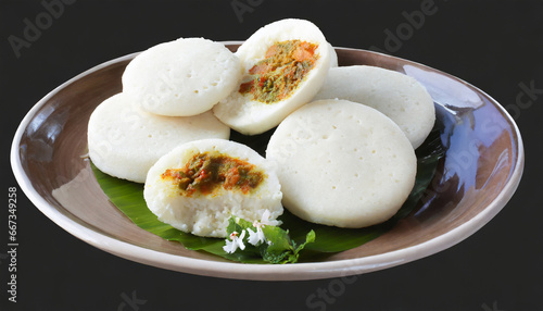 idli on plate with transparent background ai