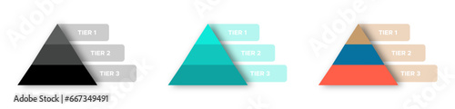 Trendy three level pyramid vector icons set