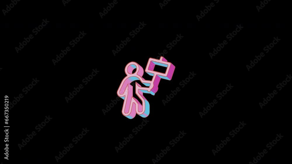 Bright person sign icon is jumping merrily. Retro style. Alpha channel black. Looped from frame 120 to 240, Alpha BW at the end Bright person sign icon is jumping merrily. Retro style. Alpha channel black. Looped from frame 120 to 240, Alpha BW at the end