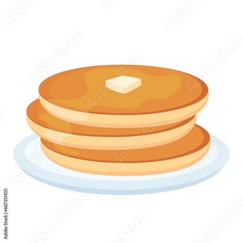 Isolated pancake with butter and syrup Vector