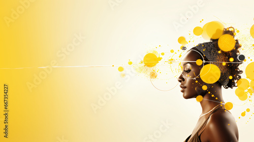 abstract background with a black woman on a white and yellow background © RemsH