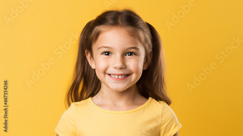 portrait of a child against a yellow background