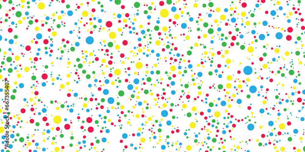 Seamless polka dot pattern with circles of fresh colors on a white background. Vector repeating texture.. vector illustration