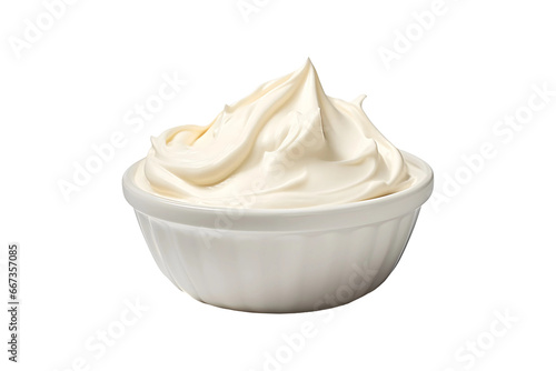 White heavy cream bowl isolated on a transparent and white background