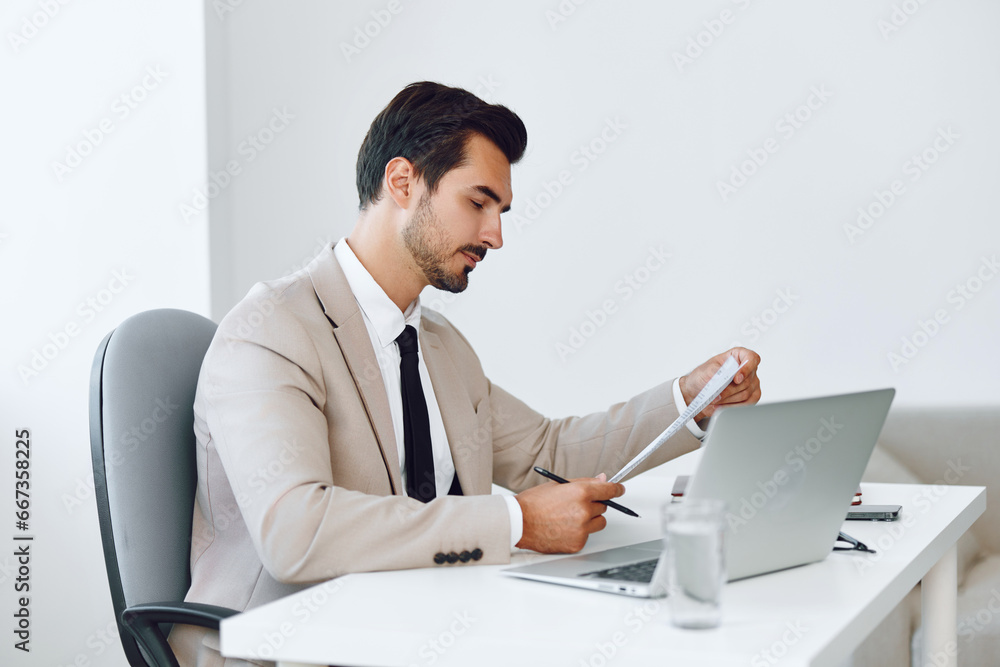 Paper holding business happy suit office planning company laptop document winner businessman Paper holding business happy suit office planning company laptop document winner businessman