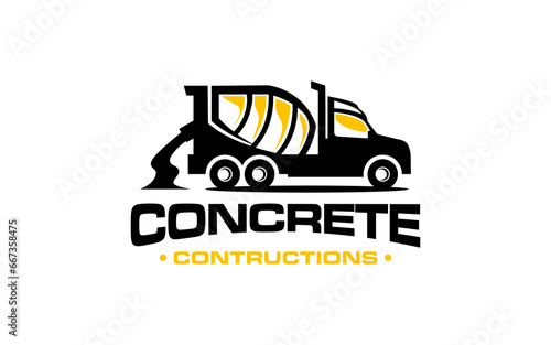 Illustration vector graphic of concrete mixer truck construction logo vector template