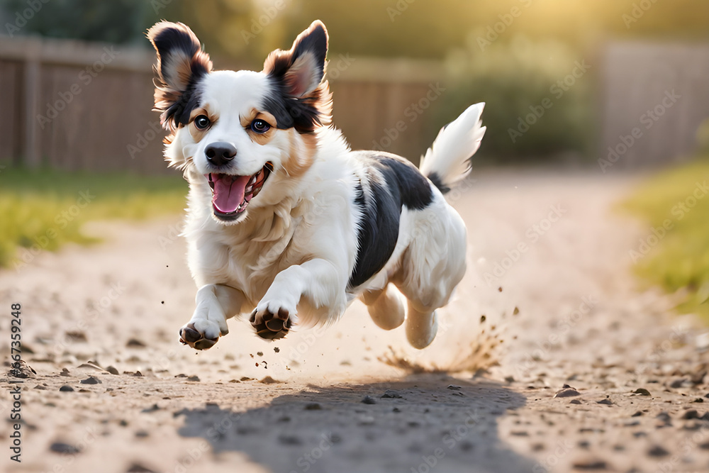 a dog who is having fun running around, Generative AI