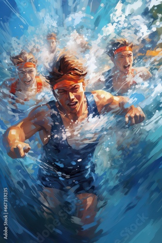 Illustration of Swimmers in Action