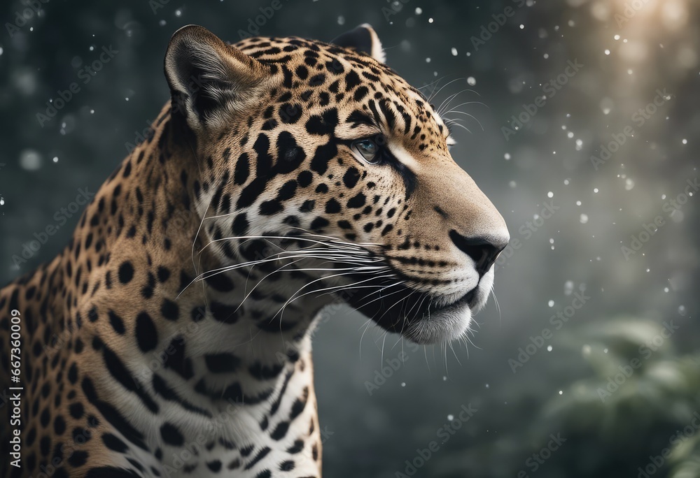 Obraz premium jaguar wallpaper, mist, realistic, wimmelbilder, ivory, dynamic pose
