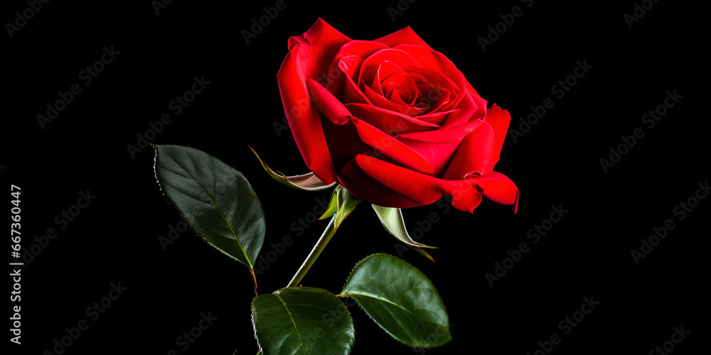 red rose isolated on black Generative Ai
