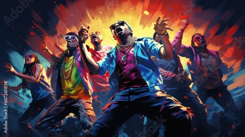 Illustration of Rapper In Action and Singing