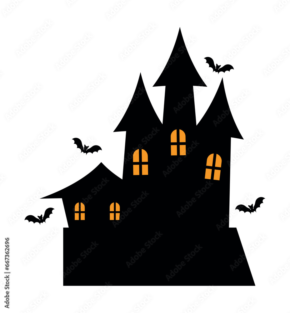 halloween castle with bats