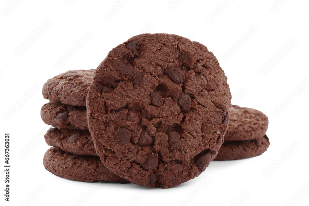 Delicious chocolate chip cookies isolated on white