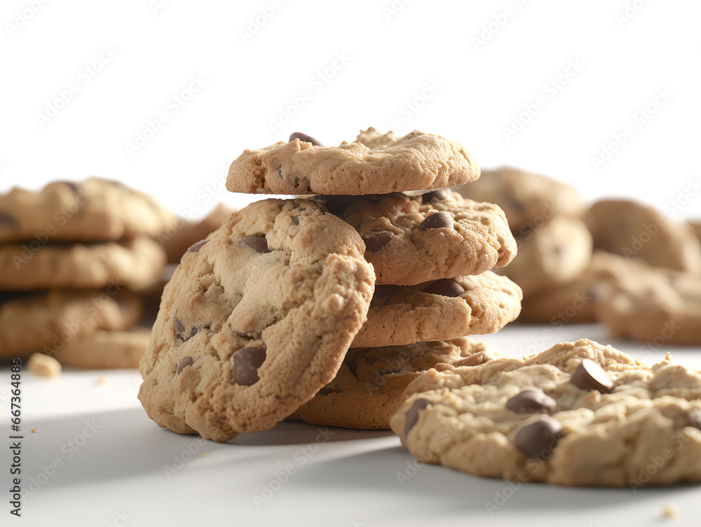 Chocolate chip cookies isolated on white background. Chocolate chip cookies isolated on white background.