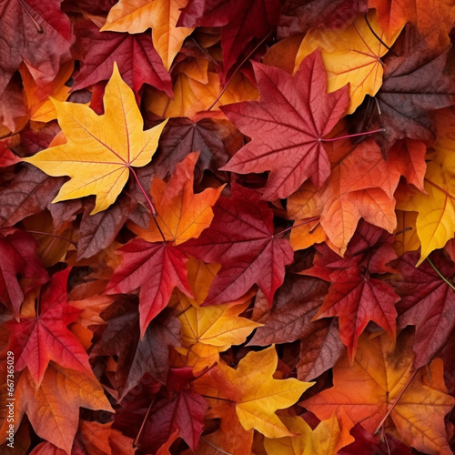 Maple leaves of autumn colors  reddish and copper
