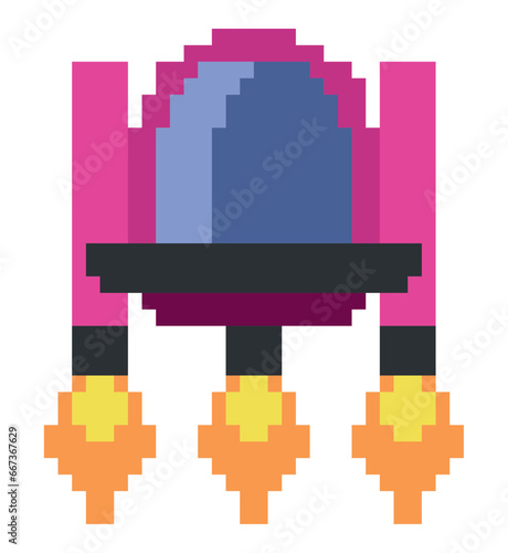 battle ship pixels purple illustration