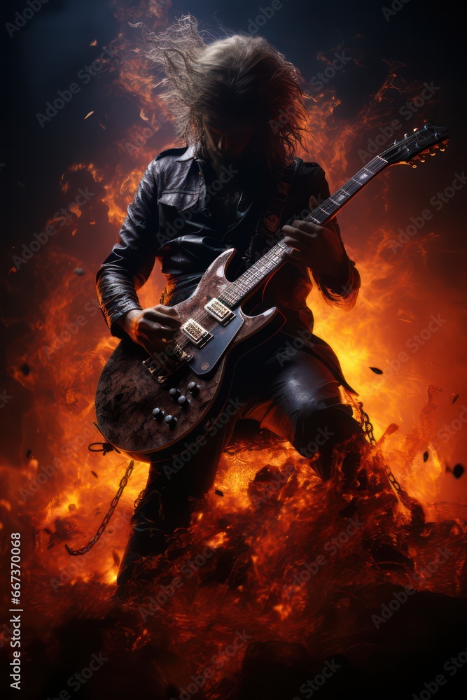 illustration of guitarist in action