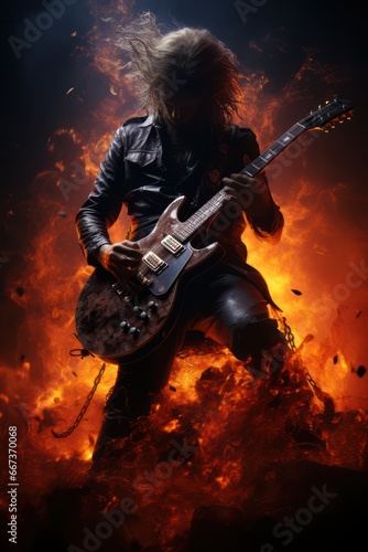 illustration of guitarist in action © Left