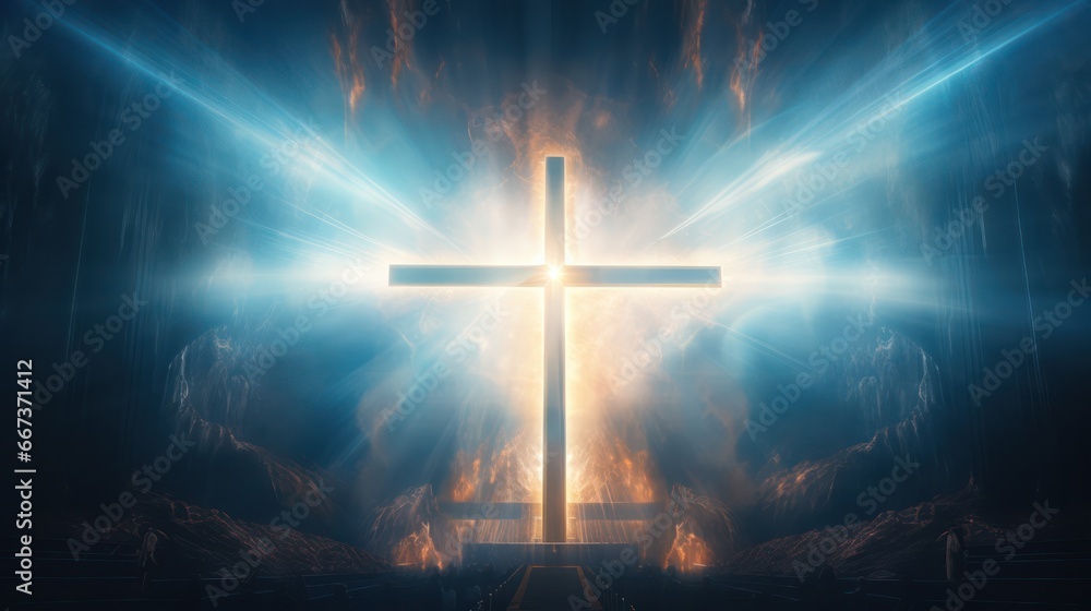 Fototapeta premium illustration of Cross with Epic Background and colors