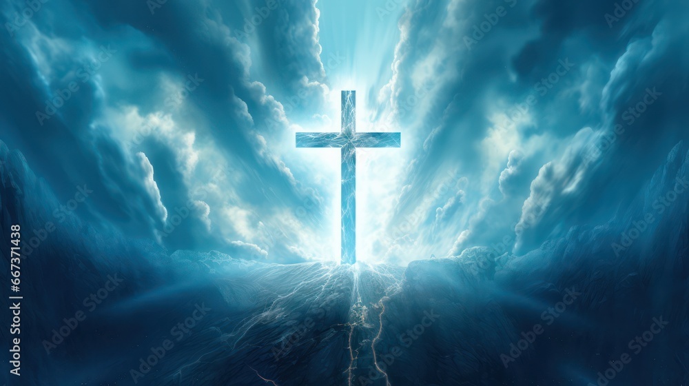 Naklejka premium illustration of Cross with Epic Background and colors