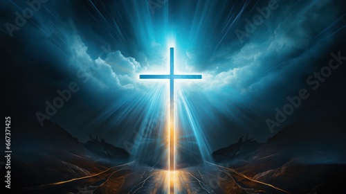 illustration of Cross with Epic Background and colors © Left