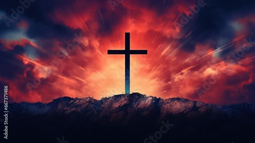 illustration of Cross with Epic Background and colors