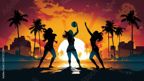 Illustration of Beach VolleyBall Players in Action