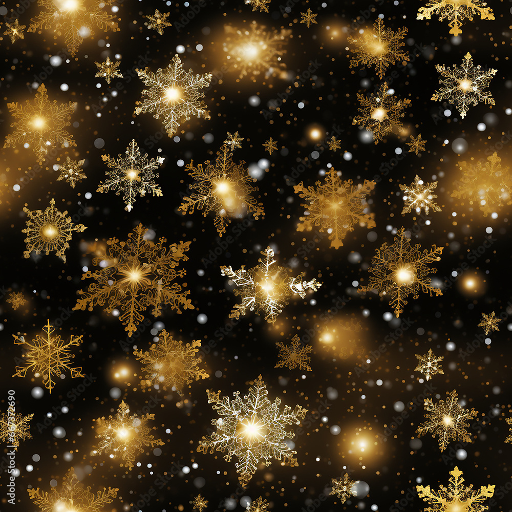 snowflakes, bokeh, pattern, gold background, repeatable seamless pattern snowflakes, bokeh, pattern, gold background, repeatable seamless pattern