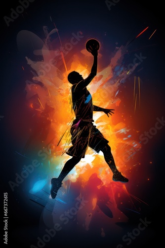 illustration of Basketball Player in Action © Left