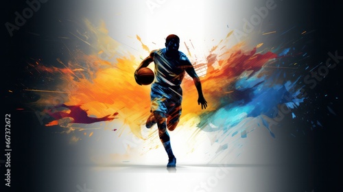 illustration of Basketball Player in Action © Left