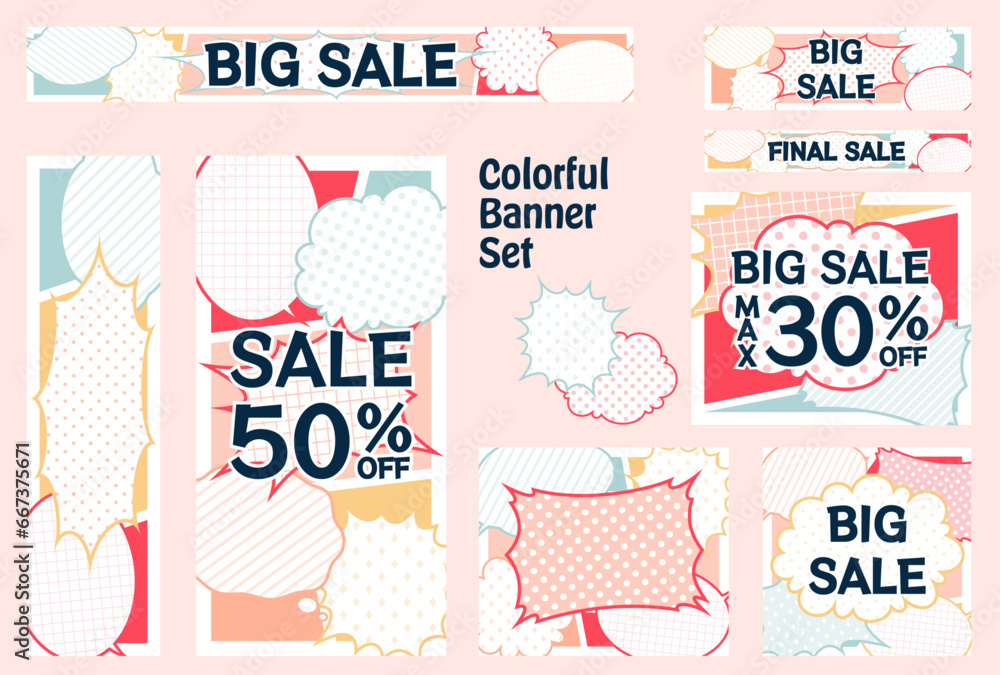 Obraz premium バナーセット_漫画_カラフル