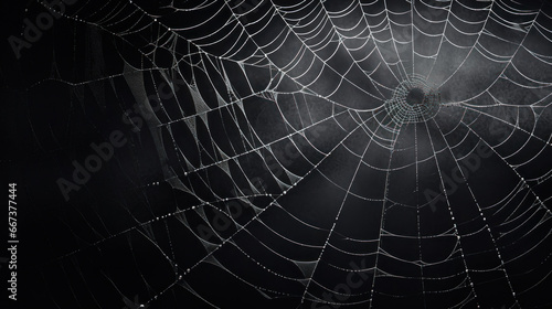 Spider webs on a black background © tashechka
