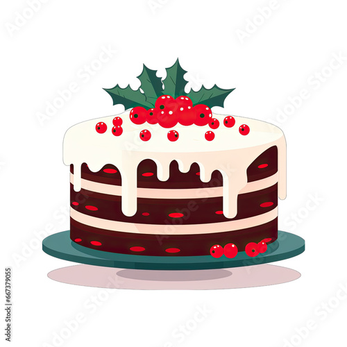 Christmas cake  flat design illustration  isolated