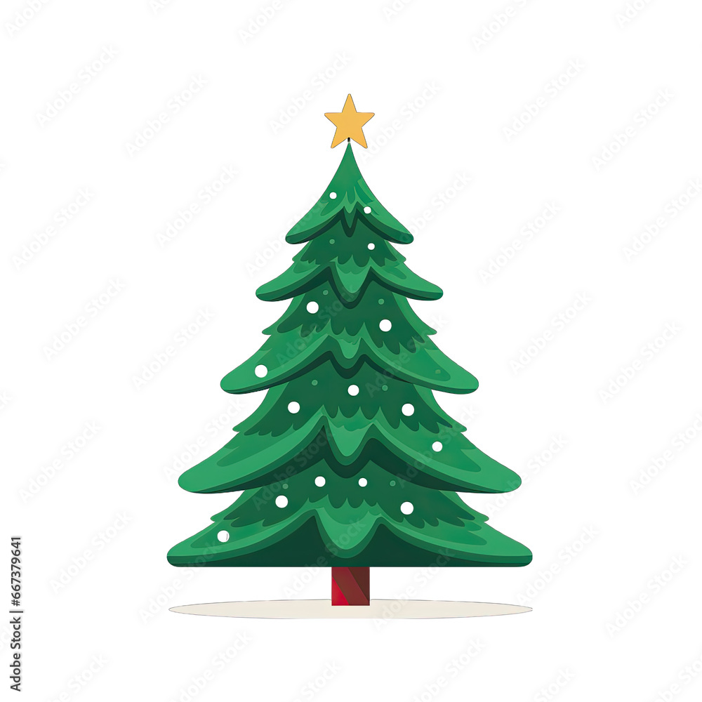Christmas tree - flat design illustration, isolated Christmas tree - flat design illustration, isolated