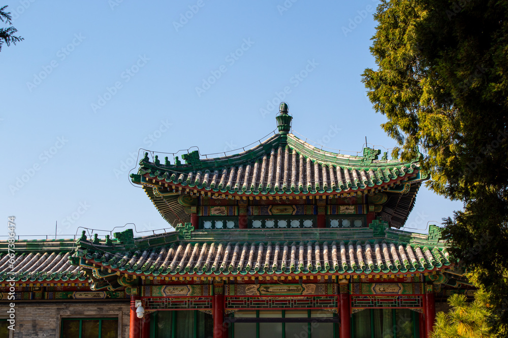 Close up on the beautiful roofs of Beijing's Forbidden City, China.