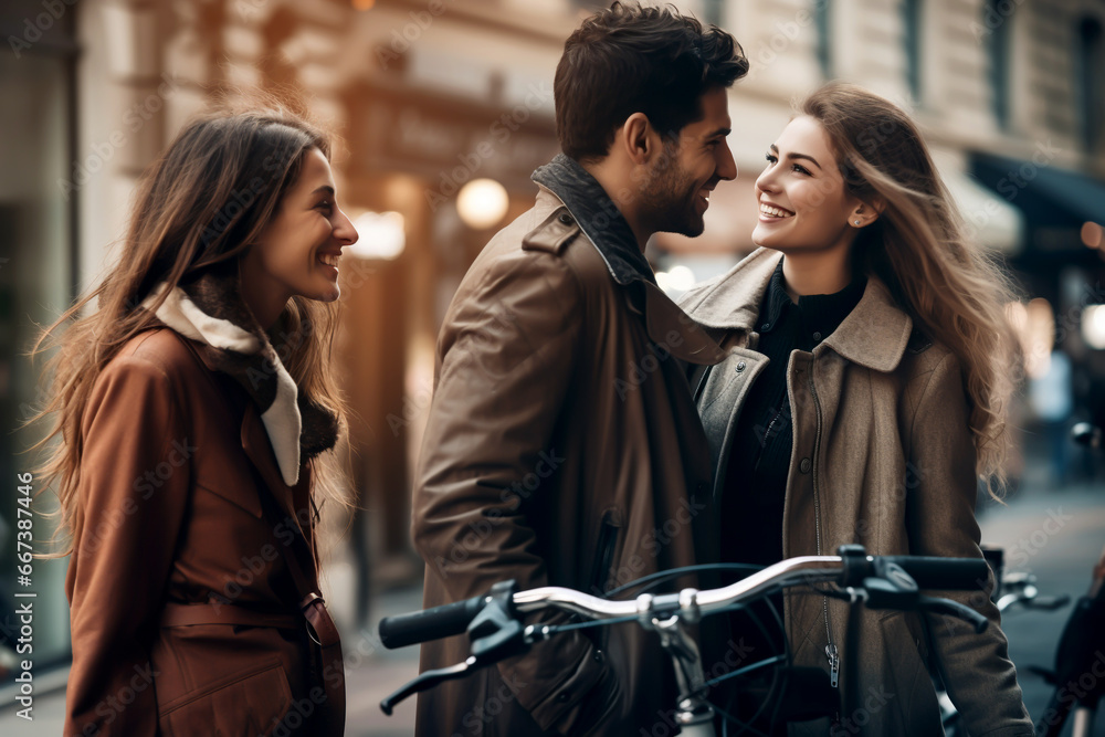 MEETING WITH FRIENDS ON A CITY STREET. legal AI MEETING WITH FRIENDS ON A CITY STREET. legal AI