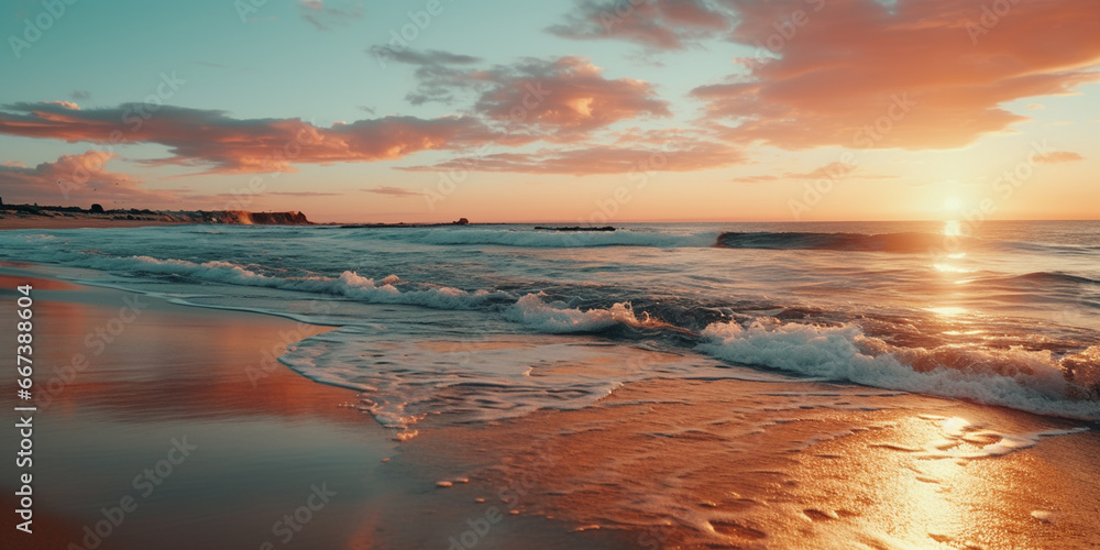 Beautiful dunes beach at sunset sun reflection, Zoom Virtual Background