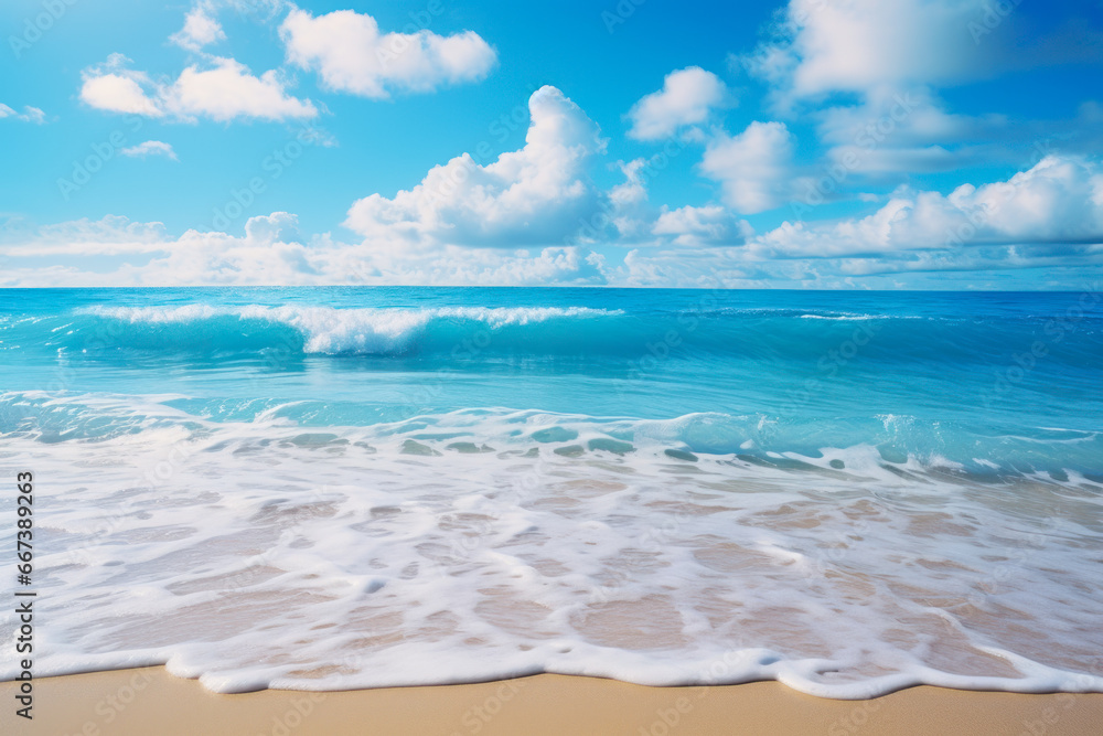 azure beach with clear water and blue sky ai generative