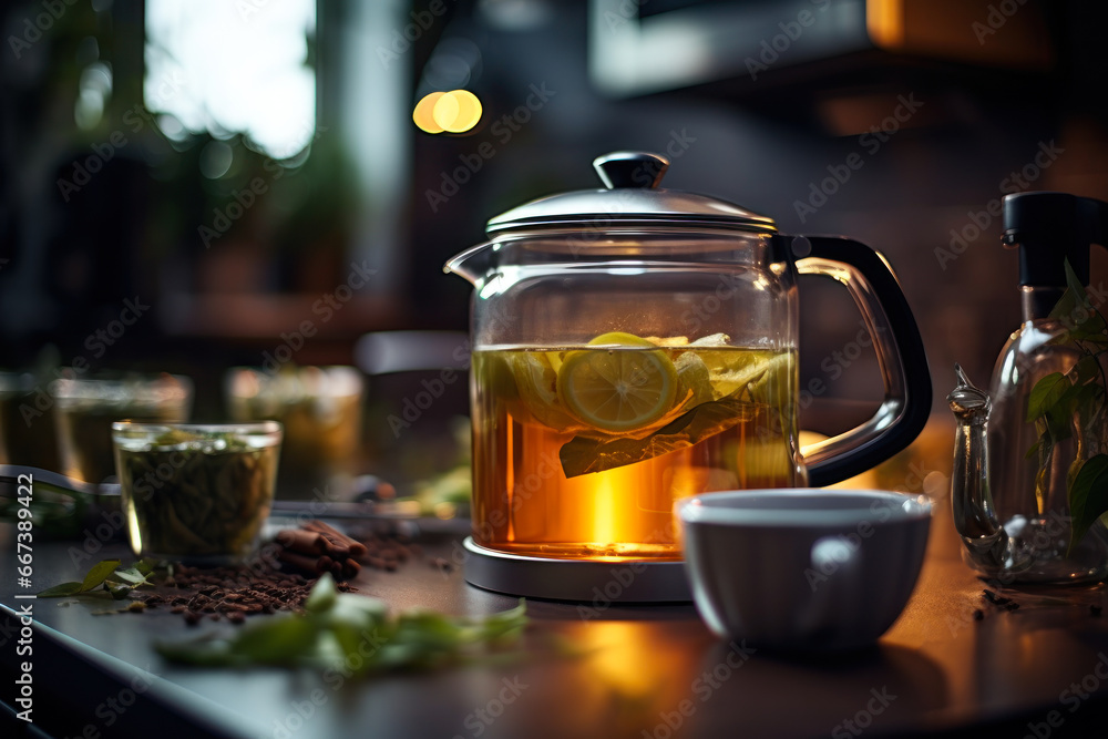 delicious tea with lemon in glass bowl ai generative delicious tea with lemon in glass bowl ai generative