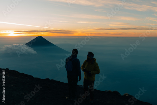 guatemala - may 12th 2023 people on Volcano Acatenango in the morning