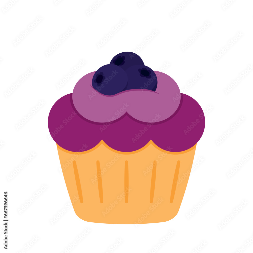 Cute Cupcake with Blueberry Flavor Icon Cartoon Dessert Bakery Vector Illustration Cute Cupcake with Blueberry Flavor Icon Cartoon Dessert Bakery Vector Illustration