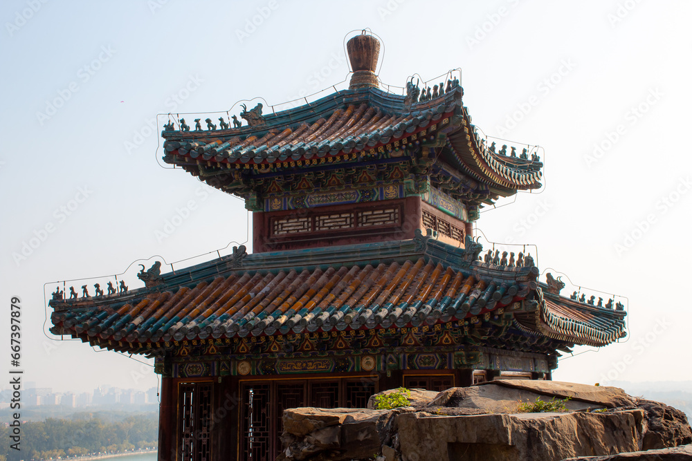 Middle reaches of painting of Summer Palace. Summer Palace, Beijing, China