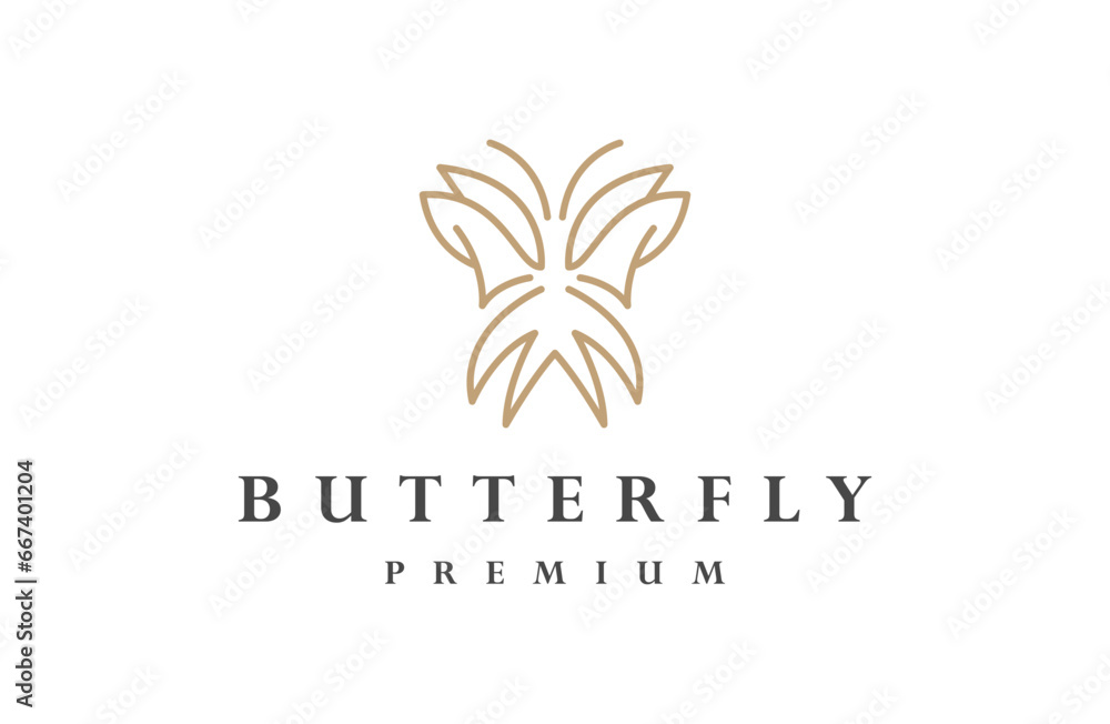 Butterfly logo. Abstract line logotype design. Universal premium butterfly symbol logotype.
