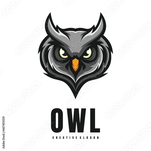 Illustration Head Owl Mascot Logo