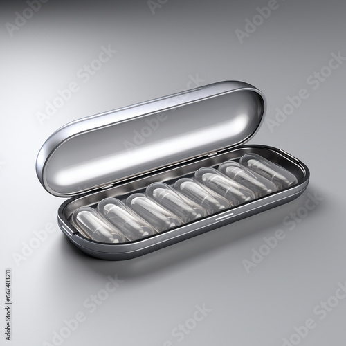 Plastic case, transparent, blank, Isometric, white background