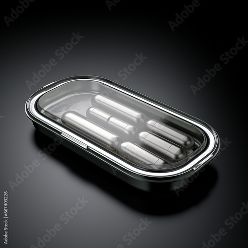 Plastic case, transparent, blank, Isometric, white background