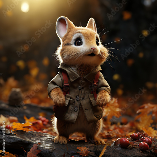 Adorable Mouse Basking in Autumn Sunlight